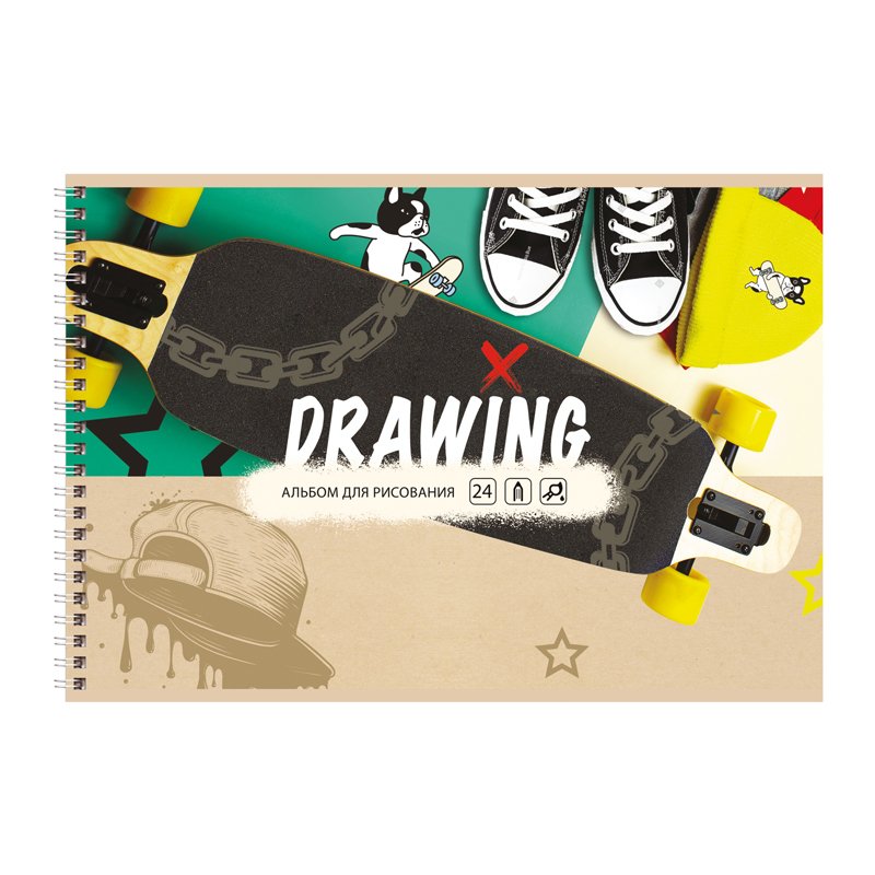 Альбом для рисования 24л., А4, на гребне BG «Drawing»