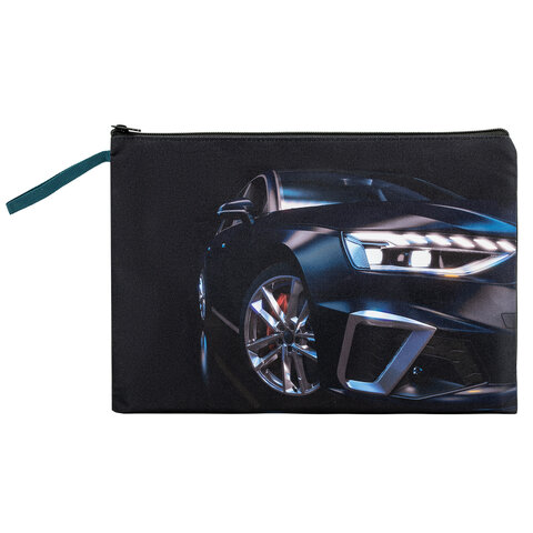 Папка для тетрадей BRAUBERG А4, 1 отделение, полиэстер, на молнии, с ручкой, Super car