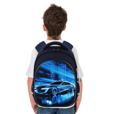Рюкзак BRAUBERG OPTIMA, 2 отделения, с брелоком, «Night driver», 36×27х18 см