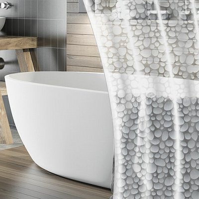 Штора для ванной комнаты WET STONES с 3D эффектом водонепроницаемая180×180смLAIMA HOME