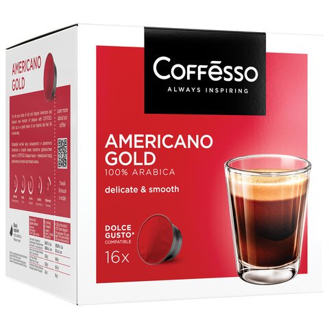 Кофе в капсулах COFFESSO «Americano Gold» для кофемашин Dolce Gusto, 16 порций