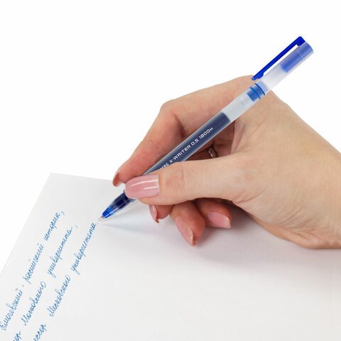 Ручки гелевые BRAUBERG «X-WRITER 1800», УВЕЛИЧЕННАЯ ДЛИНА ПИСЬМА 1 800 м, СИНИЕ, КОМПЛЕКТ 10 ШТУК, стандартный узел 0.5 мм