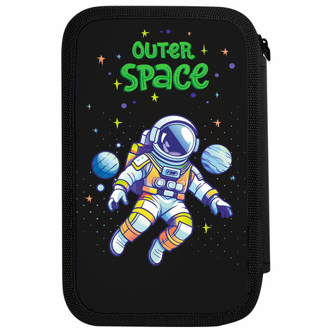 Пенал ПИФАГОР, 3 отделения, ламинированный картон, 19×11 см, «Outer space»