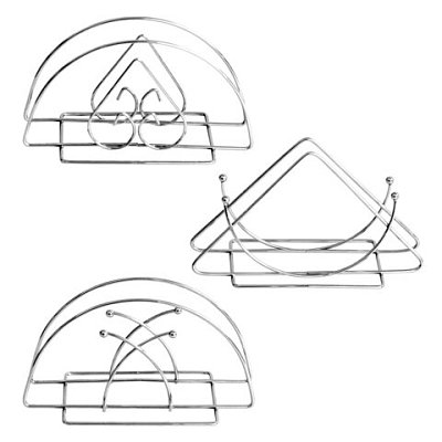 Салфетница 13×7х6 см, ассорти 3 дизайна, хром, металл, BOOMHOUSE (БУМХАУС) BASIC
