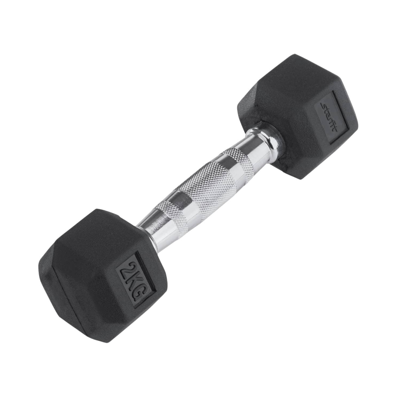 превью Гантель гексагональ STARFIT DB-301 2кг, обрезинен черн, УТ-00019783