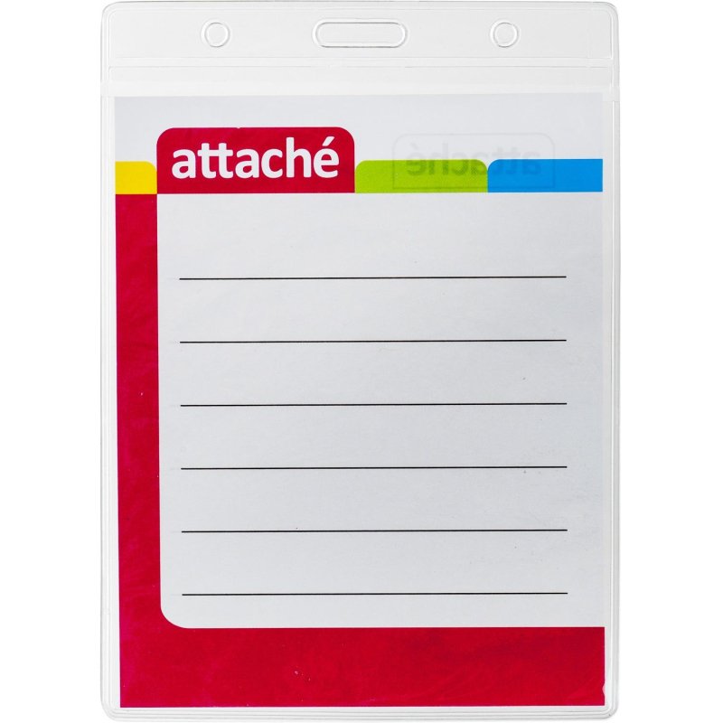 Бейдж Attache 120×87мм (81×102мм), вертик., металл зажим, тесьма син. 10шт/уп