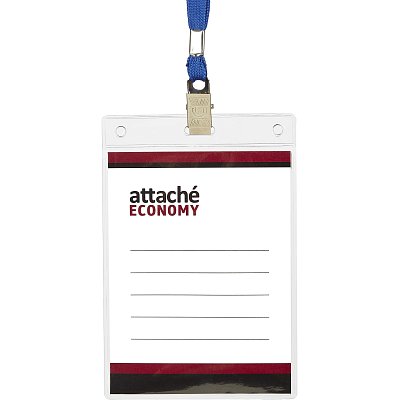 Бейдж Attache Economy 138×96 150мкм, шнурок 45см син, вкладыш 120×90 5шт/уп