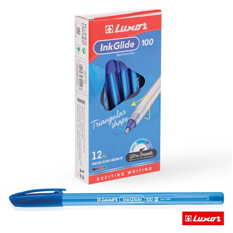 Ручка шариковая Luxor «InkGlide 100 Icy» синяя, 0.7мм, трехгран. 