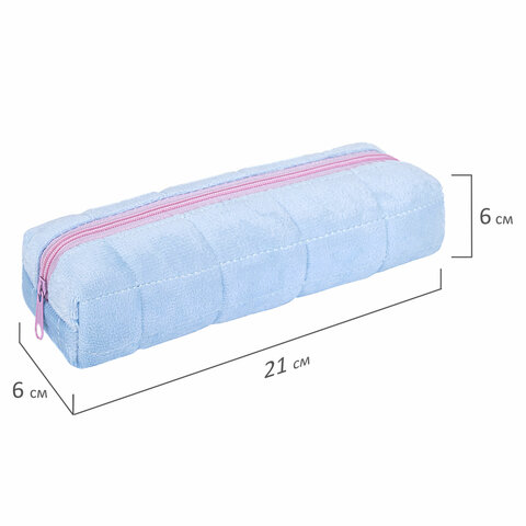 Пенал BRAUBERG, мех, 21×6х6 см, голубой/розовый