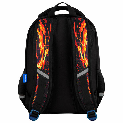 Рюкзак BRAUBERG OPTIMA, 2 отделения, с брелоком, «Burning ball», 3D-панель, 36×27х18 см