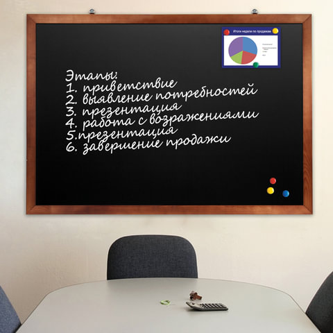 Доска для мела магнитная (100×150 см), черная, деревянная окрашенная рамка, Россия, BRAUBERG