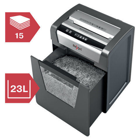 Уничтожитель (шредер) Rexel Momentum X415, 1-3 человека, 4 уровень секретности, фрагменты, 4×40 мм, 15 листов, 23 л