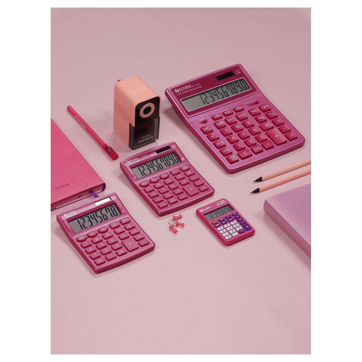 Калькулятор настольный Eleven SDC-805NR-PK, 8 разр., двойное питание, 127×105×21мм, розовый