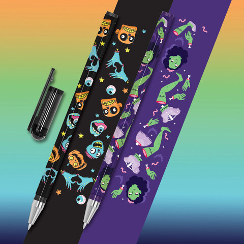Ручка шариковая с принтом FUNSTER (ФАНСТЕР) STICK «MONSTERS», СИНЯЯ, SOFT TOUCH покрытие, узел 0.7 мм, линия 0.35 мм