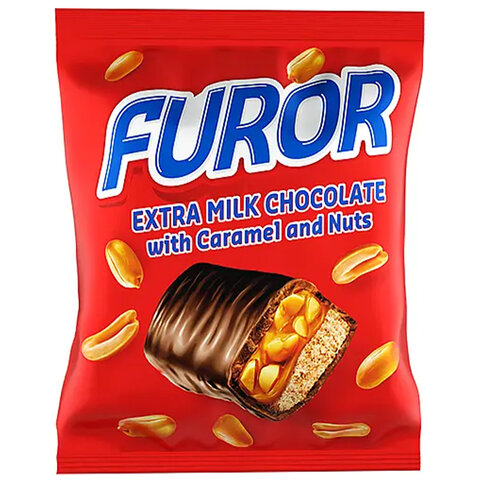 Конфеты шоколадные FURORSOFT с мягкой карамелью и арахисом, 500 г, пакет