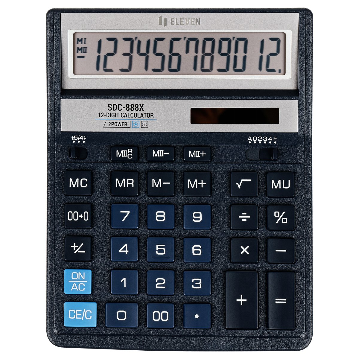 Калькулятор настольный Eleven SDC-888X-BL, 12 разрядов, двойное питание, 158×203×31мм, синий