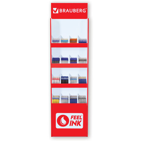 Стойка под письменные принадлежности усиленная BRAUBERG, 180×50х30 см, 4 полки, 16 ячеек, картон