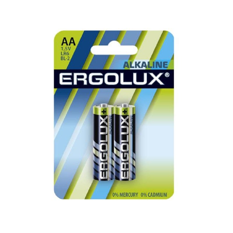 превью Батарейка Ergolux AA/LR 6 Alkaline BL-2 (LR 6 BL-2, 1.5В)(2 шт в уп. )