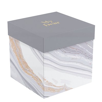 Коробка складная подарочная MESHU «Marble», (15×15×15см), отд фольгой