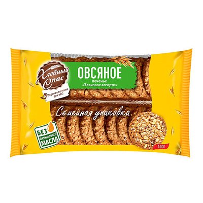 Печенье овсяное ХЛЕБНЫЙ СПАС «Злаковое ассорти», 500 г