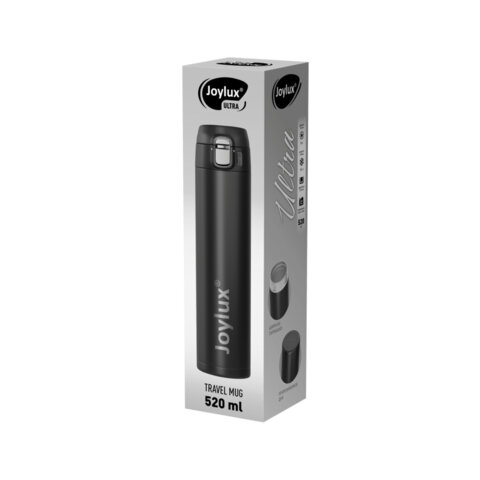 Термокружка 520 мл JOYLUX (ДЖОЙЛЮКС) ULTRA BLACK, нержавеющая сталь SUS304, черный матовый