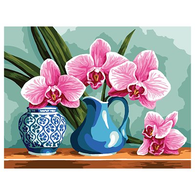 Картина по номерам на холсте ТРИ СОВЫ «Ветка орхидеи», 30×40, с акриловыми красками и кистями