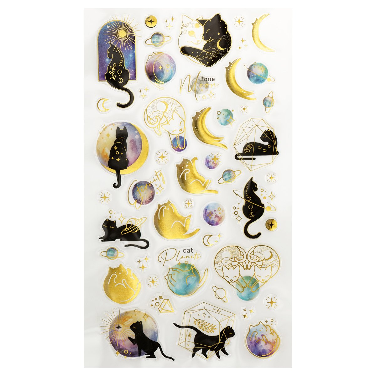Наклейки гелевые MESHU «Moon cat», 10×23 см, пакет европодвес