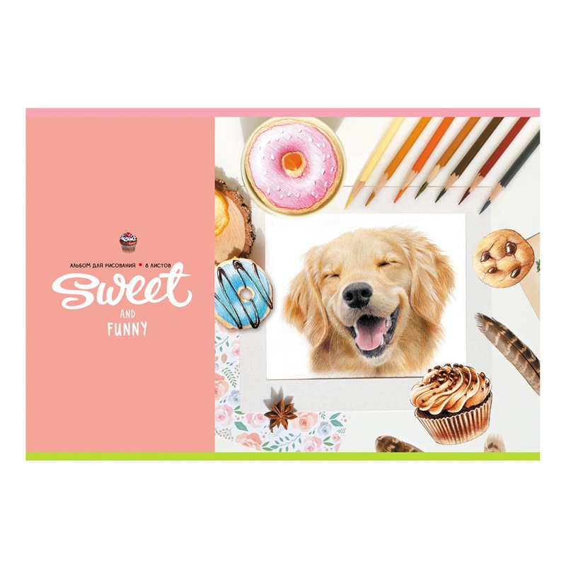 Альбом для рисования 08л., А4, на скрепке BG «Sweet&funny», эконом