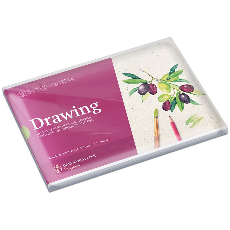 Альбом для рисования 40л., А4, на скрепке Greenwich Line «Botanical. Olive», 120 г/м2
