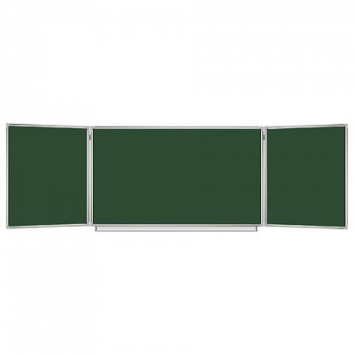 Доска для мела магнитная 3-х элементная 100×150/300 см, 5 рабочих поверхностей, зеленая, STAFF