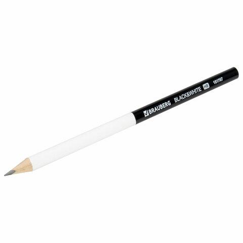 Карандаш чернографитный BRAUBERG «Black&White»1 шт. HBкорпус черно-белый181767