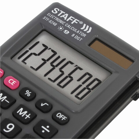 Калькулятор STAFF карманный STF-6248, 8 разрядов, двойное питание, 104х63мм
