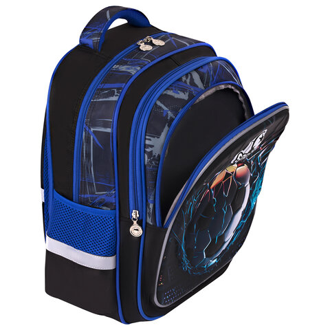 Рюкзак BRAUBERG KIDS FLOSSY, 2 отделения, 3 кармана, «Soccer Club», 3D-панель, 40×28х18 см