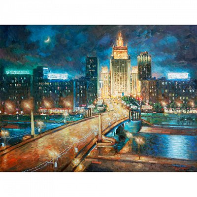 Картина стразами (алмазная мозаика) 40×50 см, ОСТРОВ СОКРОВИЩ «Ночная Москва», на подрамнике