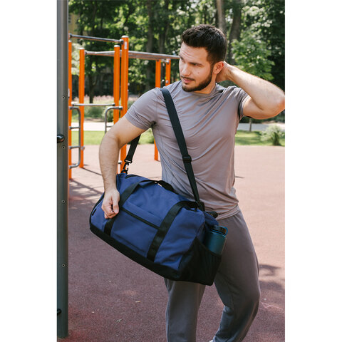 Сумка спортивная HEIKKI MOVE PLUS (ХЕЙКИ), отделение для обуви, синяя, 28×50х23 см