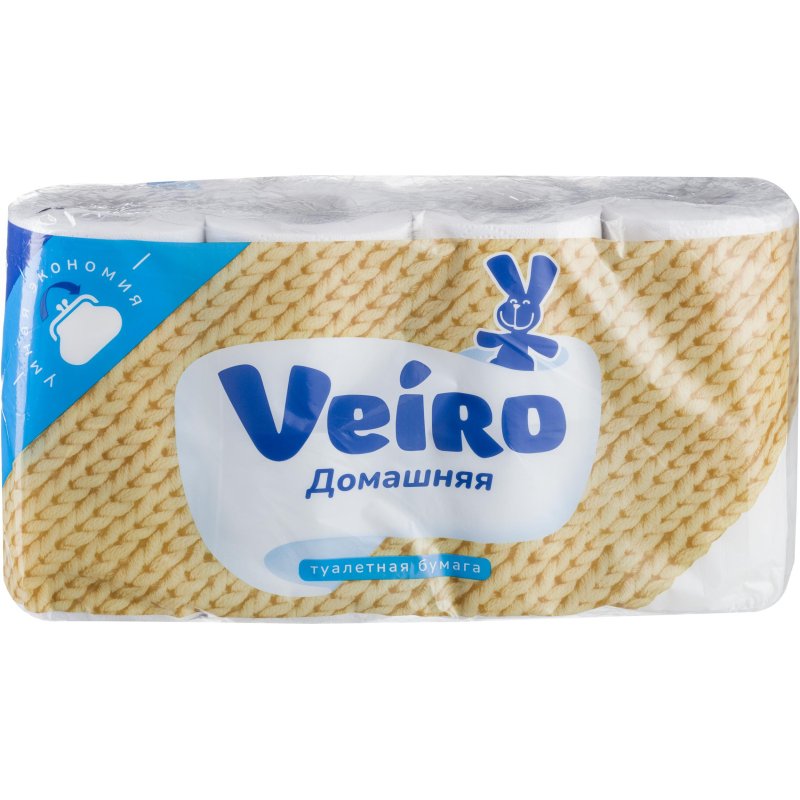 превью Бумага туалетная Veiro «Домашняя» 2-слойная, 8шт., тиснение, белая