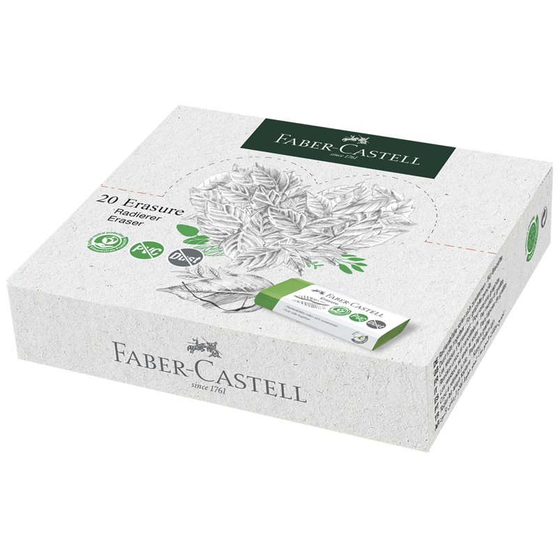 Ластик Faber-Castell «Erasure» PVC-Free & Dust-Free, прямоугольный, картонный футляр, 63×22×13мм, светло-зеленый