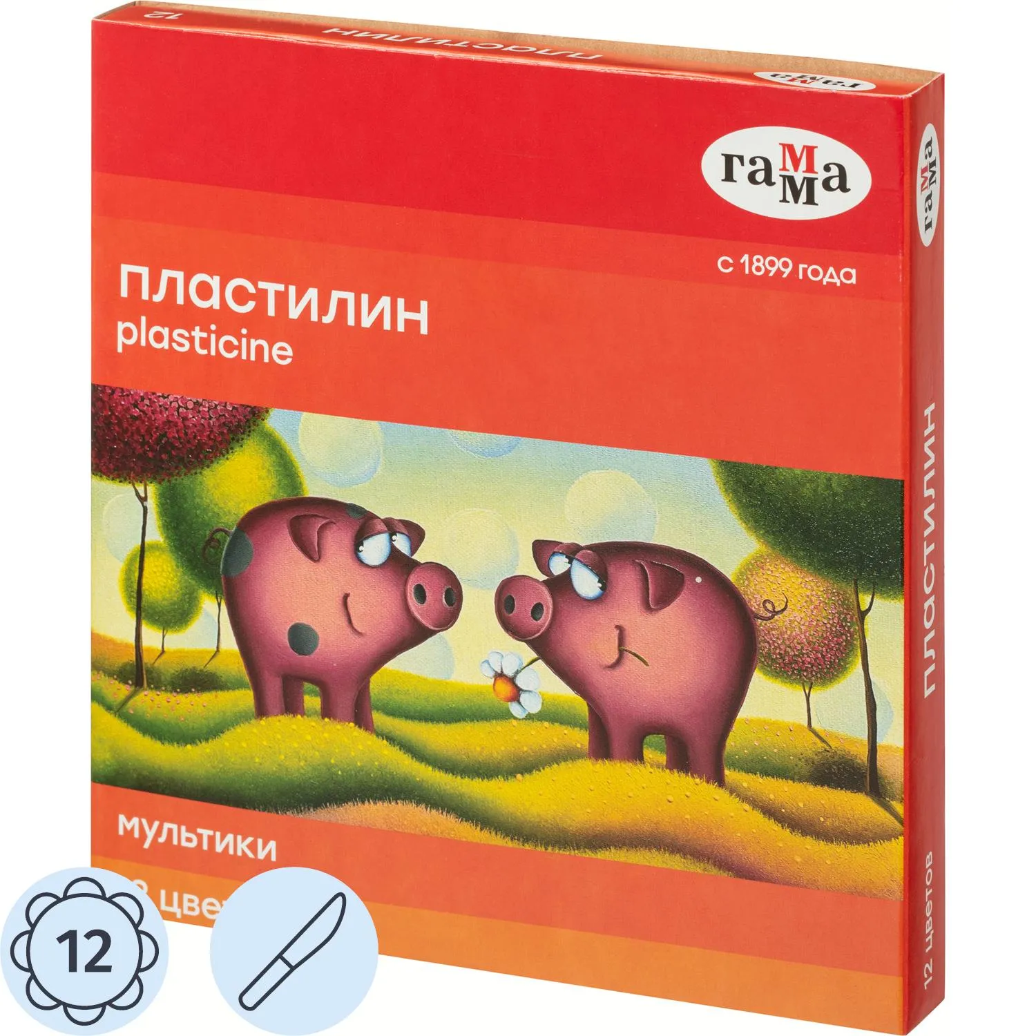 Пластилин классический Гамма Мультики 12 цветов 240 грамм