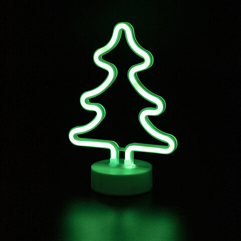 Светильник декоративный неоновый ЗОЛОТАЯ СКАЗКА «Ель», 18.5×26.5×10 см, на батарейках