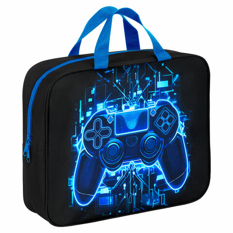 превью Папка на молнии с ручками BRAUBERG KIDS А4, 1 отделение, полиэстер, 80 мм, Digital gamepad