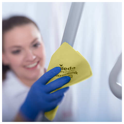 Салфетки VILEDA PROFESSIONAL «МикронКвик», КОМПЛЕКТ 5 шт., микроволокно, желтый, 38×40 см