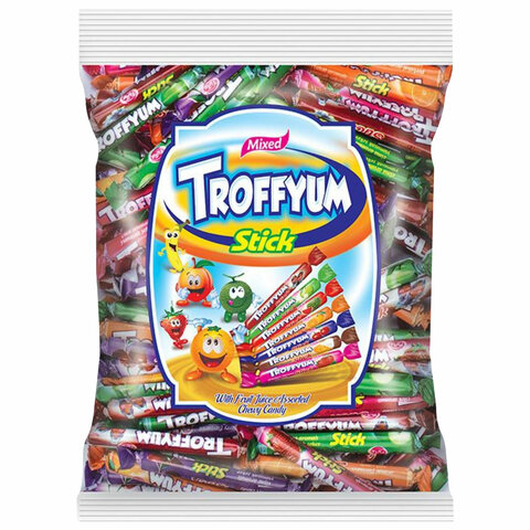Жевательные конфеты-палочки TROFFYUM, Фруктовое ассорти, 1000 г