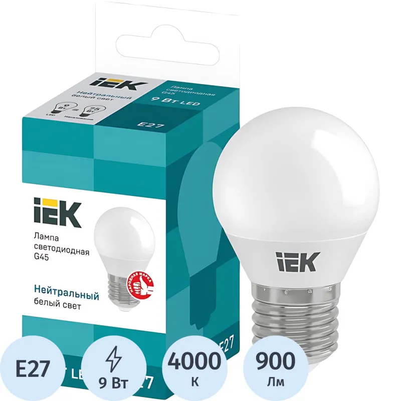превью Лампа светодиодная IEK 9 Вт E27 P 4000 К 900 Лм матовая (1273614)