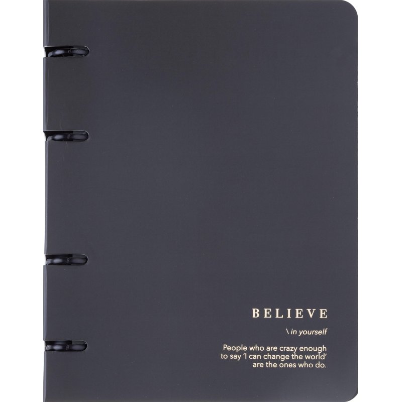 превью Тетрадь общая, BS, А5, 120л., клетка, кольца, Believe, черный N4761