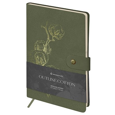 Записная книжка А5 80л., ЛАЙТ, кожзам, Greenwich Line «Outline. Cotton», с замком, тиснение фольгой, внутренний карман, блок в точку