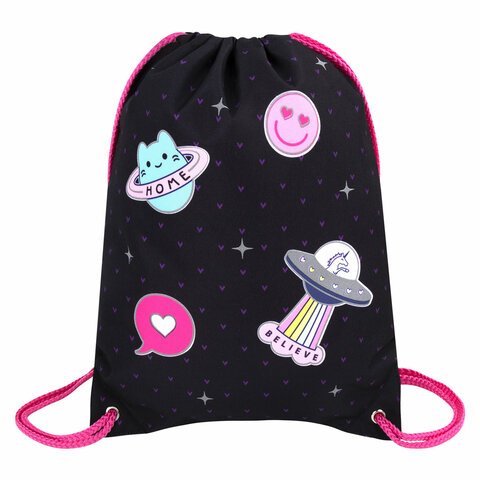 превью Мешок для обуви BRAUBERG PREMIUM, карман, подкладка, светоотражайка, 43×33 см, Space sweets