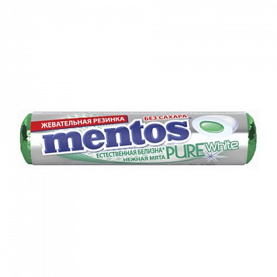 Жевательная резинка MENTOS Pure White (Ментос) «Ролл Нежная мята», 15.5 г