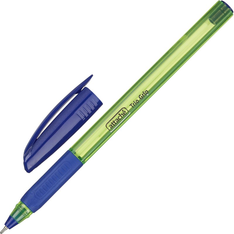 Ручка шариковая неавтомат. Attache Trio Grip, масл, син., зелен. корп