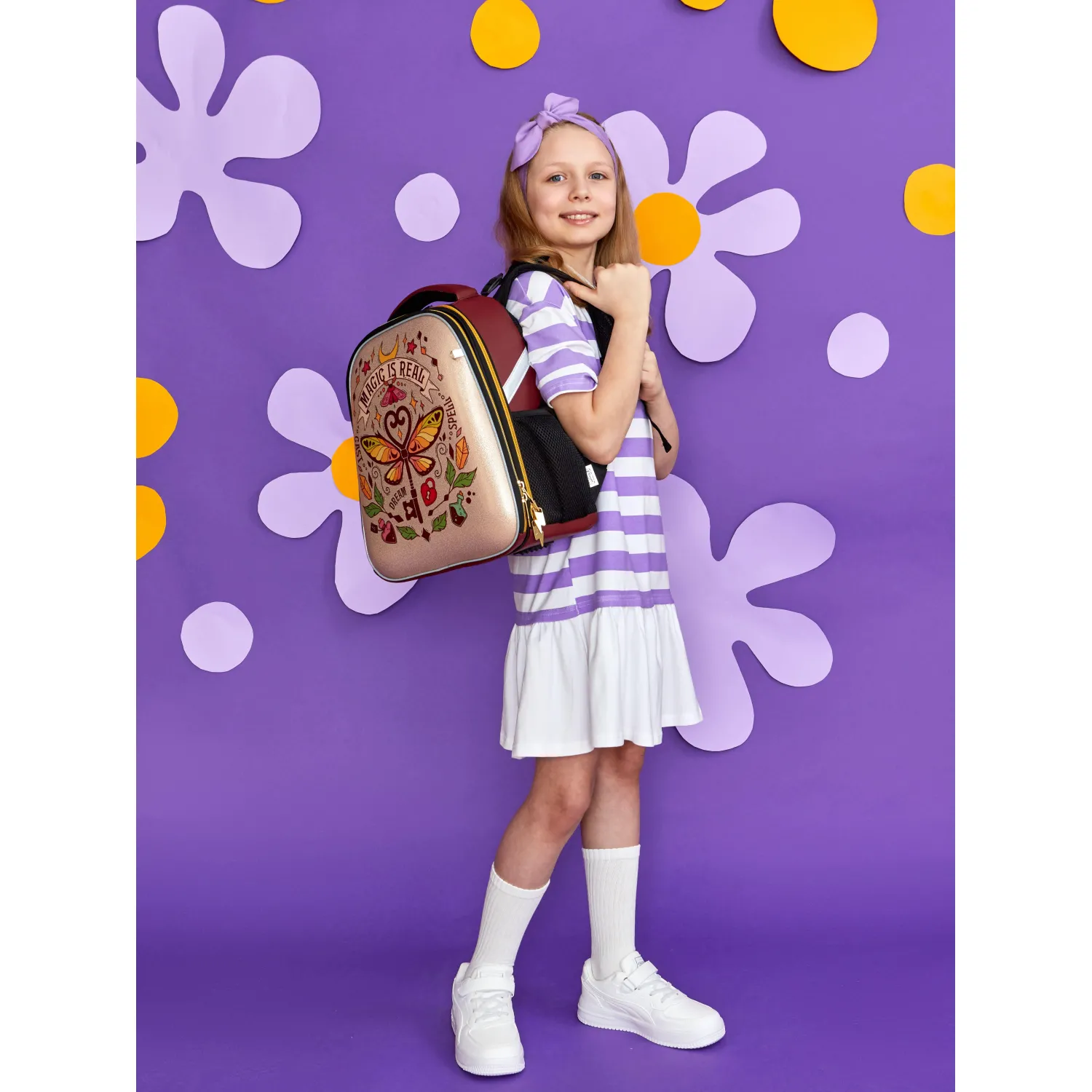 Ранец Комус Класс Basic Magic is real, золотой, 2 отд, эргоном спинка