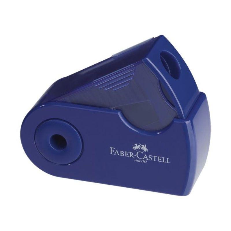 Точилка пластиковая Faber-Castell «Sleeve Mini», 1 отверстие, контейнер, красная/синяя